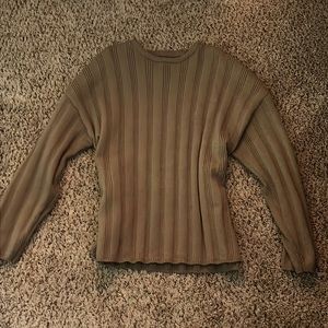 brown, woolen, ribbed sweater